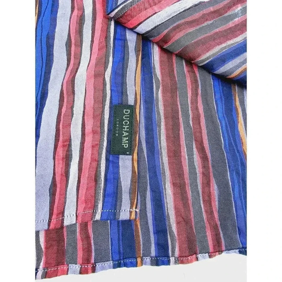 Duchamp London Size 15 Mens Multi Color Striped Spread Collar Cotton Men's Shirt - Picture 6 of 12